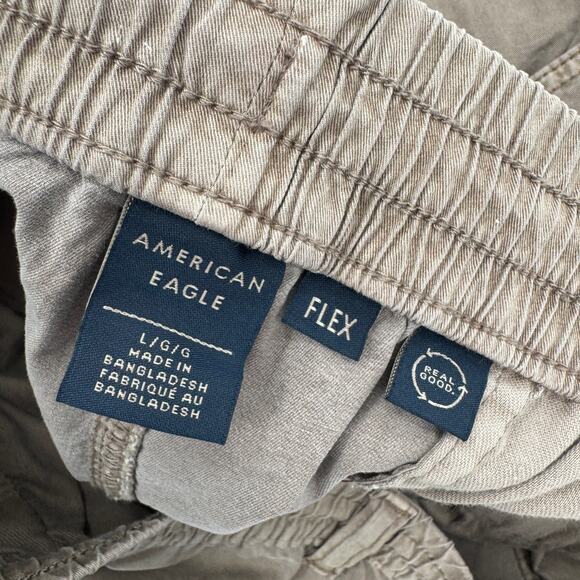 American Eagle Pants Mens Large Relaxed Cargo Flex Khaki Tan COMFY NEW - Picture 5 of 10